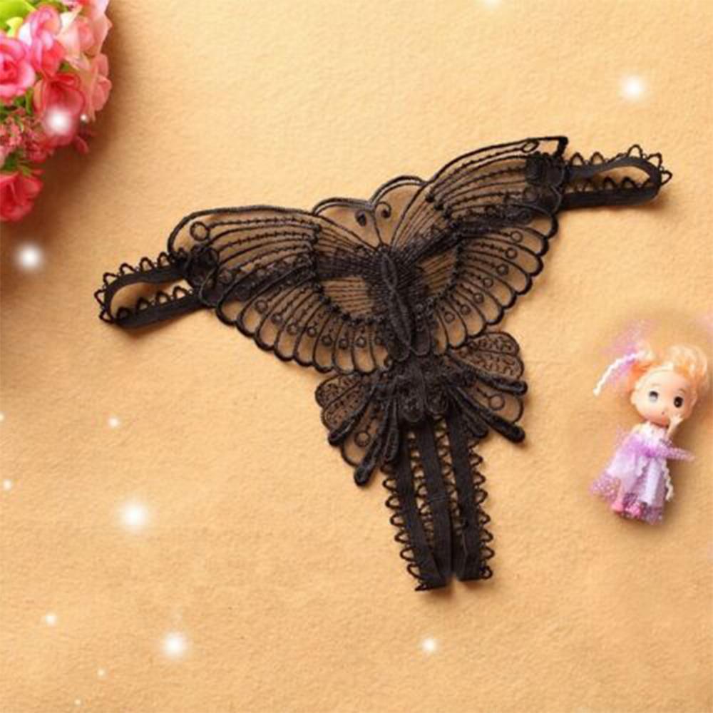 Womens Panties Butterfly G-string Lace Open Crotchles