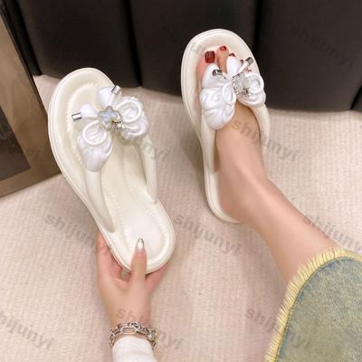Fashion Women's Slippers 2025 Summer New Fashion Bow-knot Non Slip Soft Sole Flip Flops Lightweight Comfortable Slip On Flat Sandals