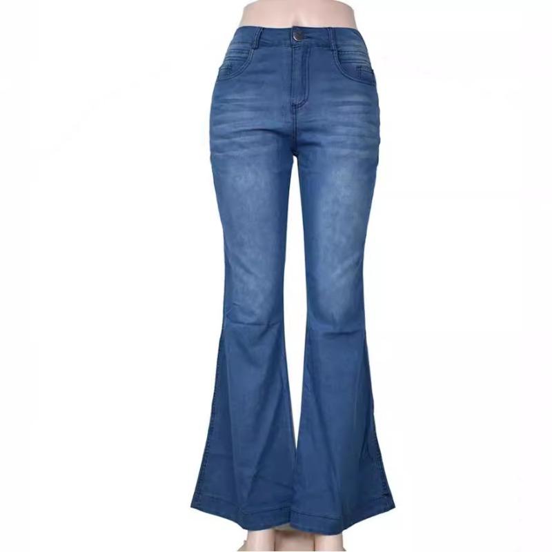 Women's New Thin Section of High-waisted Slightly Elastic Wide-legged Long Leg Jeans