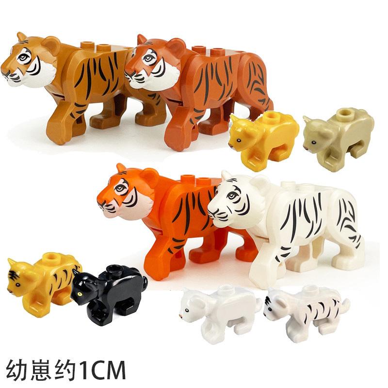 MOC Zwierzęta Zoo Klocki Słonie Tygrysy Słonie Małpy Łosie Niedźwiedzie Owce Wielbłąd Koń Krokodyl Lampart Mini Klocki DIY T11