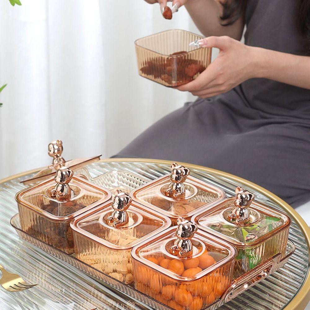 Durchsichtige Aufbewahrungsbox für getrocknete Früchte Kunststoff Serviertablett Snack-Aufbewahrungsbehälter Zuhause