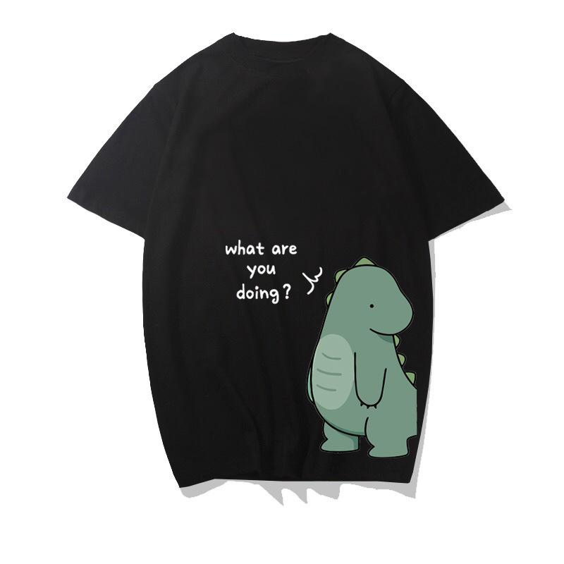 2022 Trendy Summer French Dinosaur Couple T-Shirt - Women's Plus Size, Short Sleeve