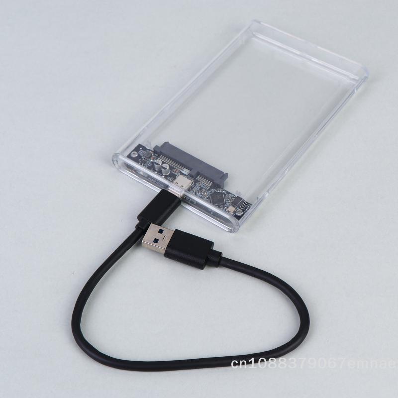 USB Type C 2.5 Inch External Storage Case SATA To 5Gbps Transparent Hard Drive Enclosure for HDD/SSD Compatible with PCs Laptops