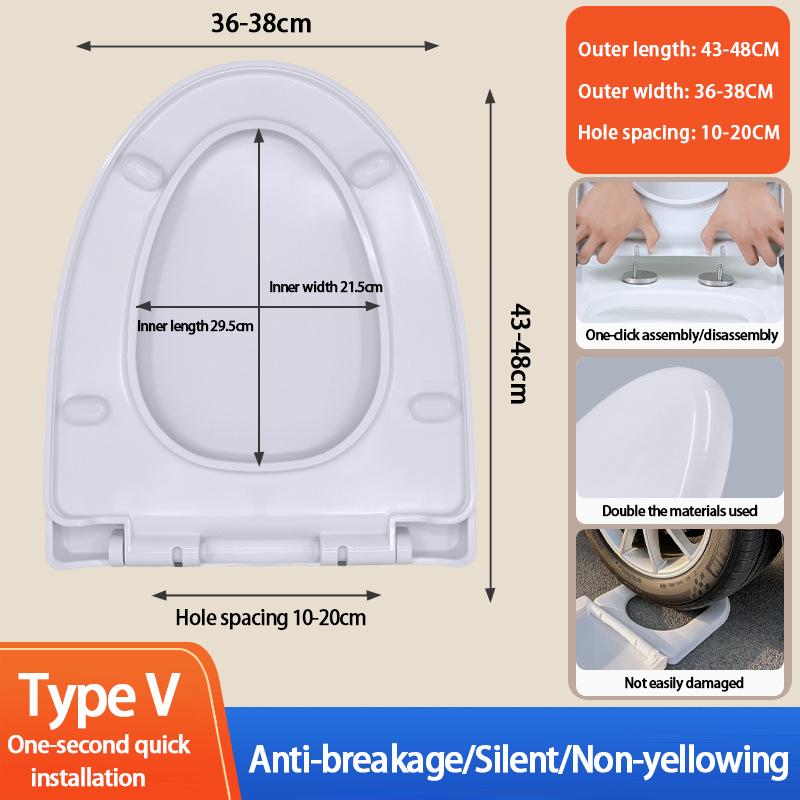 [Installiert in 1 Sekunde] Verdickter, bruchsicherer Toilettensitz, kompatibel mit allen Marken, U/V/O-förmigen Toilettensitzen