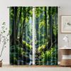 2pcs, Popular Curtain Panels Green Forest Print Versatile 100% Polyester (without Rod) All Seasons Use for Kitchen Living Room