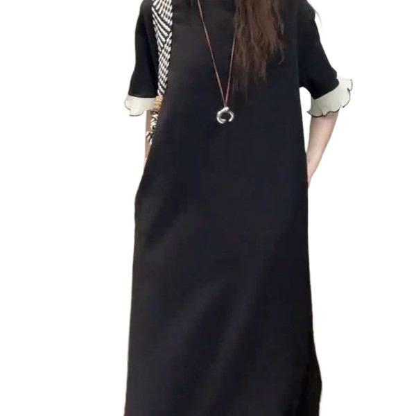 Plus Size Summer Fashion Loose Short Sleeve White Floral Dress for Women