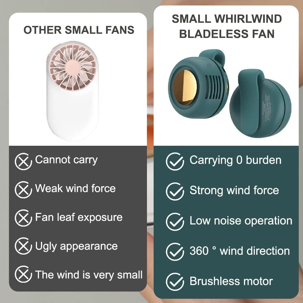 Portable Waist Fan Hanging Neck Fan Mini Small Fan USB Rechargeable Portable Whirlwind Waist Clip Fan For Outdoor Sports Working