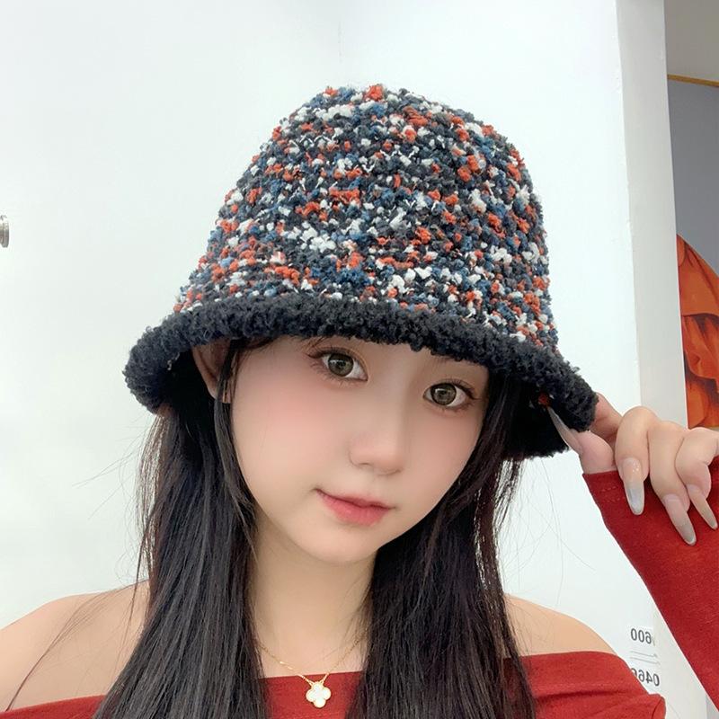 

Вязаная плюшевая шапка-рыбацкая из кроличьего пуха, детская, осенне-зимняя, утолщенная, теплая, с защитой ушей, универсальная, для маленького лица, шерстяная шапка M（56-58cm）