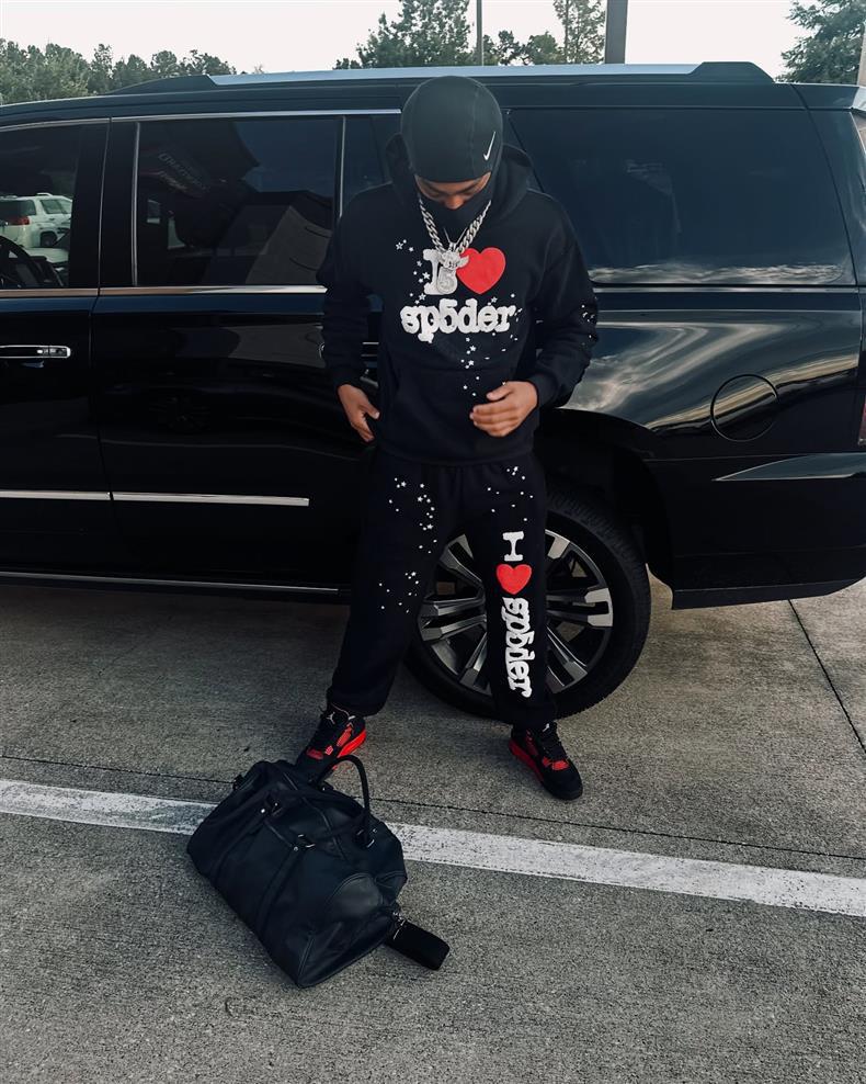 American SP5DER Spider Web Hoodie & Young Thub Trousers Sports Set for Men & Women