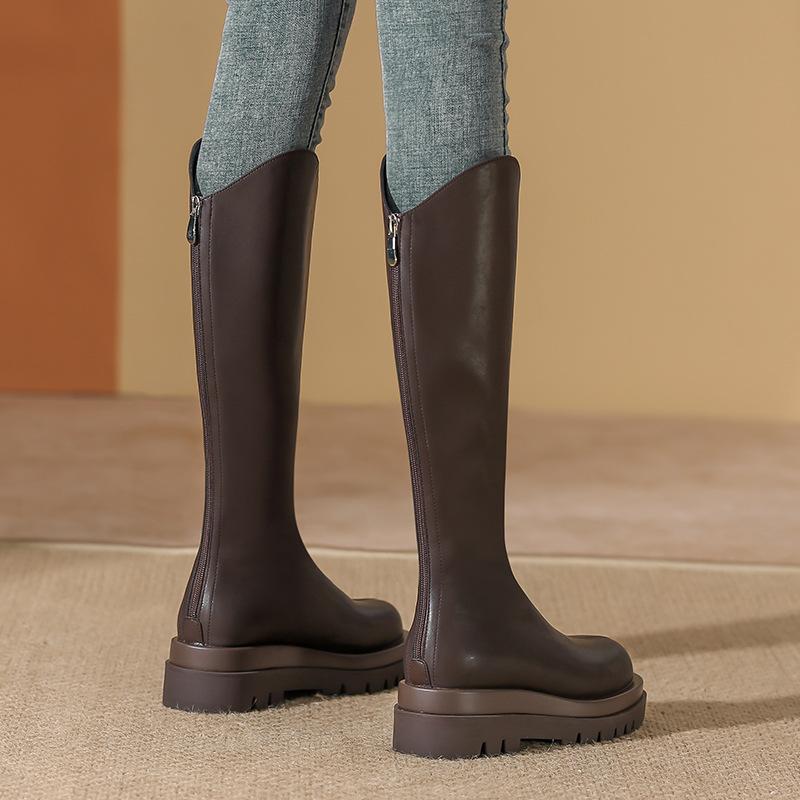 Knight Boots Women's Autumn and Winter New Thick-soled Western Elastic Knee Boots Slim High Boots
