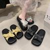 Korean version of Internet celebrity muffin bottom cool slippers women wear versatile comfortable knotted sandals 2025 summer new one-word drag