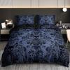 Black Damask Comforter Cover Set Exotic Sugar Skull Duvet Covers Gothic Vintage Floral Skeleton Bedding Set Bohemian Quilt Cover