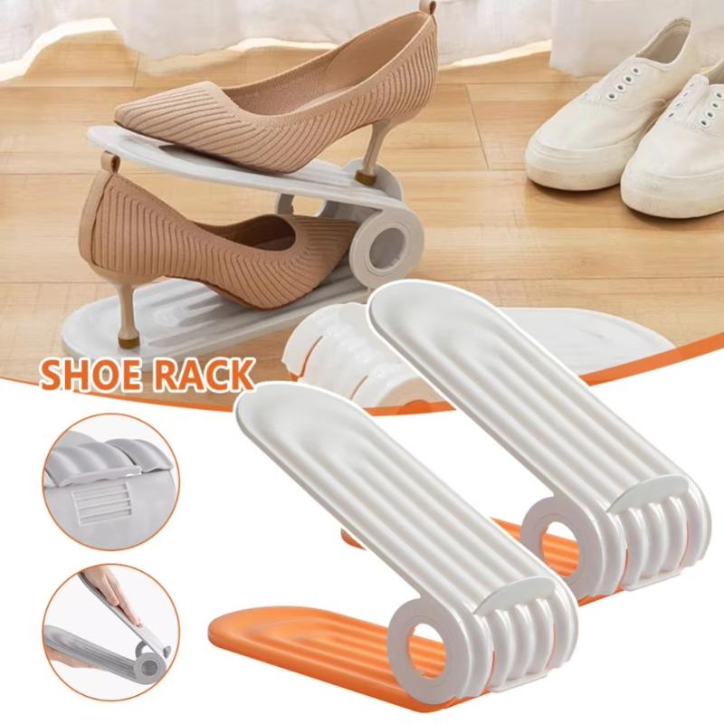 Adjustable Plastic Double Layer Shoe Rack Space Saver Shoe Organizer for Entryway Closet Apartment Small Space