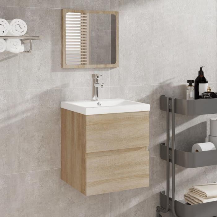 804866 vidaXL Bathroom Cabinet with Mirror Sonoma Oak Engineered Wood