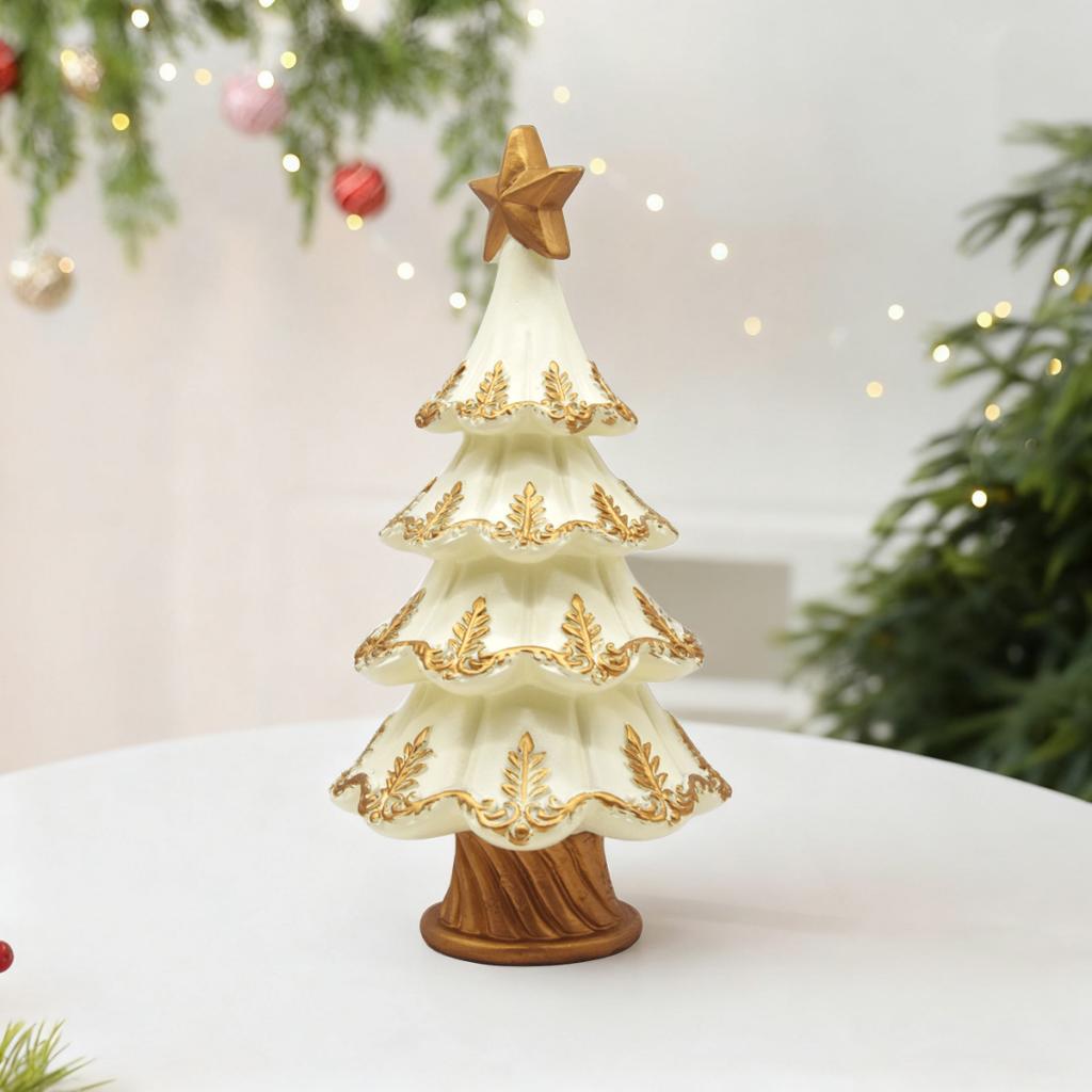 Christmas Tree Statue Small Decorations for Shelf Holiday Landscape