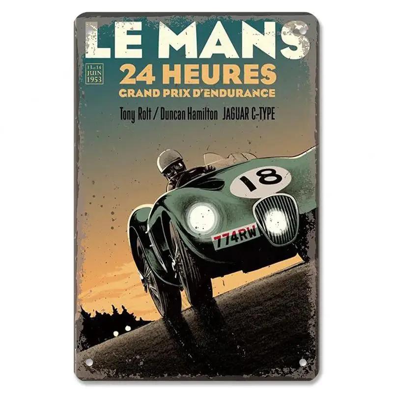 Vintage Dad's Car Bus Poster Retro Metal Plaque Signs Grand Prix Automobile Metal Tin Plate Garage Bar Pub Club Home Wall Decor