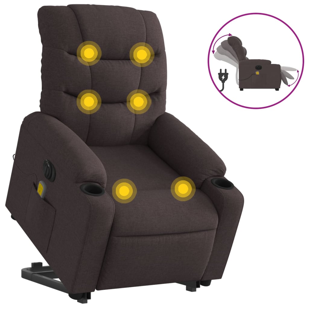 Vidaxl Lift-up Massage Chair, Electric, Reclining, Dark Brown