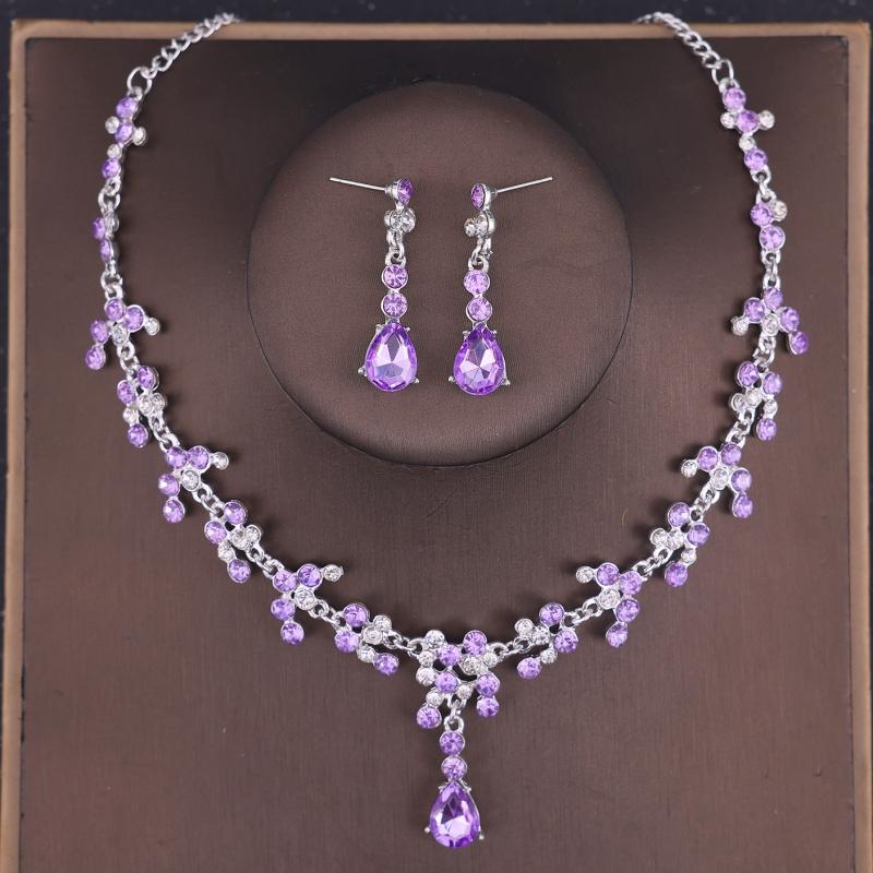 Set de cercei colier coroană de cristal de lux Set de bijuterii de mireasă cu strasuri Accesorii de păr pentru nuntă de mireasă Set de tiare pentru coroană