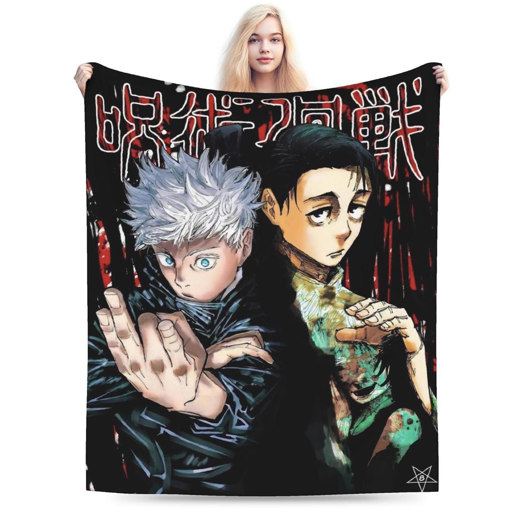 Warm Cozy Blanket Picnic Gojo Satoru Bedding Throws Novelty Bedspread For Couch Bed