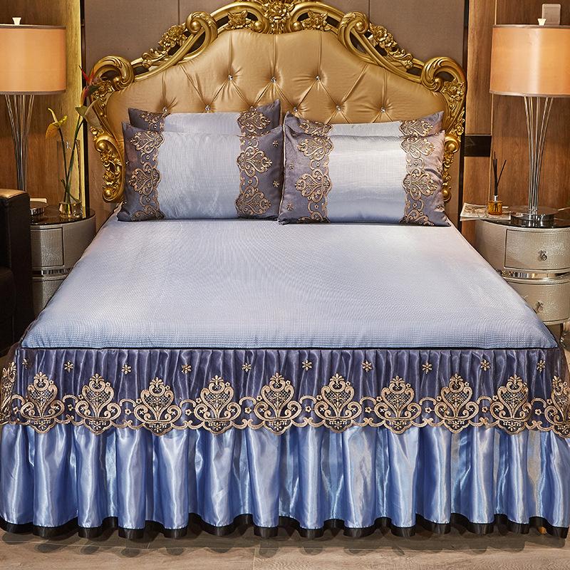 

Юбка из плотного ледяного шелка, комплект из трех предметов, летний спальный коврик, складное покрывало 1,8 м, наматрасник, стираемый в машине, кондиционер, мягкое сиденье 1.5x2.0m 3pcs