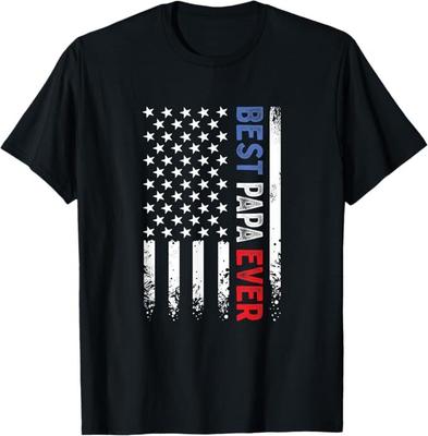 Fête des Pères Meilleur Papa Jamais avec T-shirt Drapeau Américain