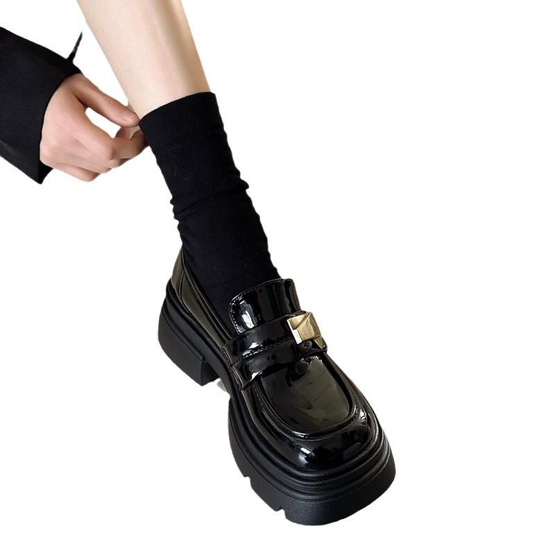 Black British style platform small leather shoes women's spring and autumn 2025 new versatile retro Mary Jane single shoes loafers