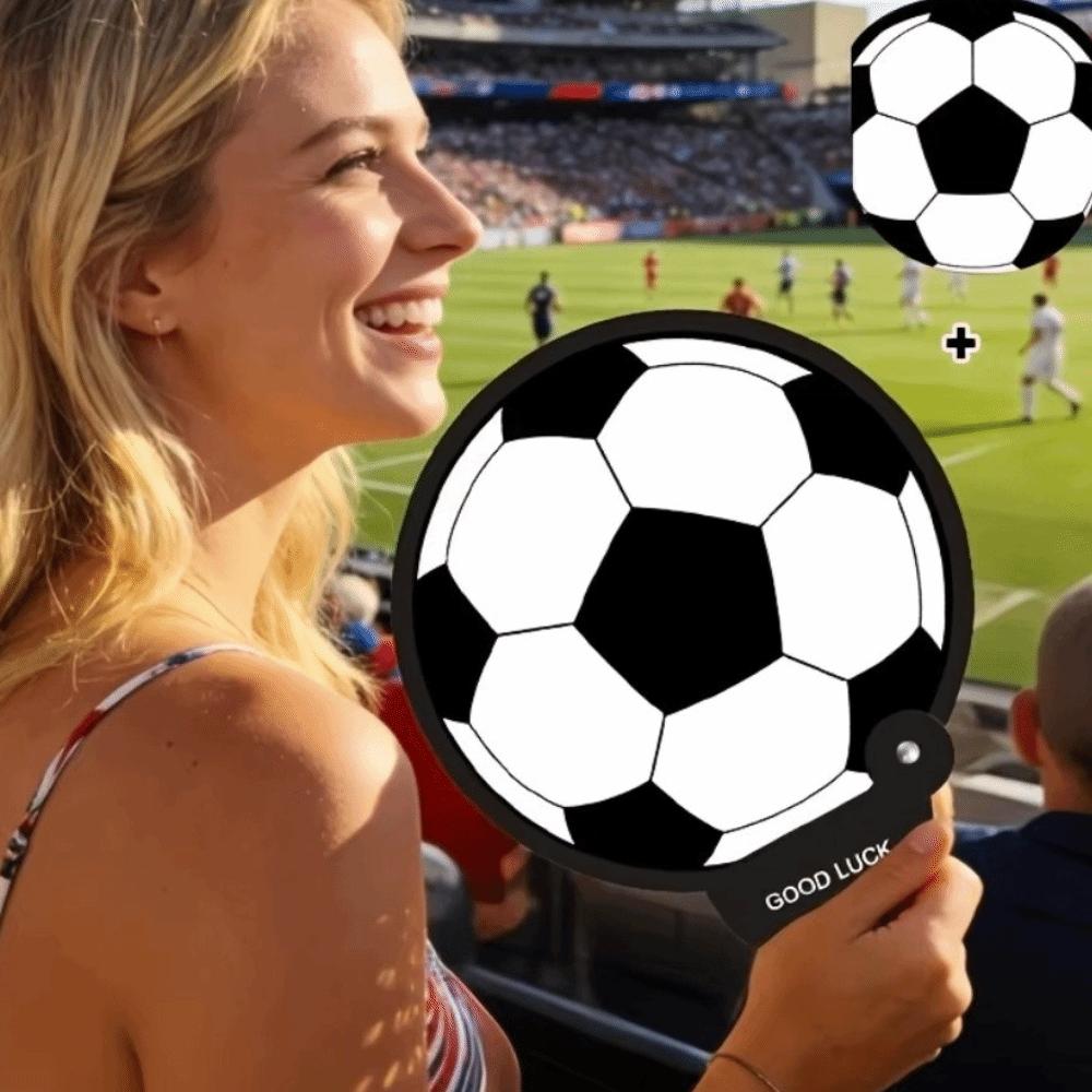 Football Pattern Foldable Hand Fan Pocket Size Round Fan Creative Mini Handheld Fan Daily Use