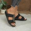 Women's Casual Wedge Slide Sandals with Adjustable Straps and Rhinestone Embellishments Comfortable Summer Footwear for Daily Wear