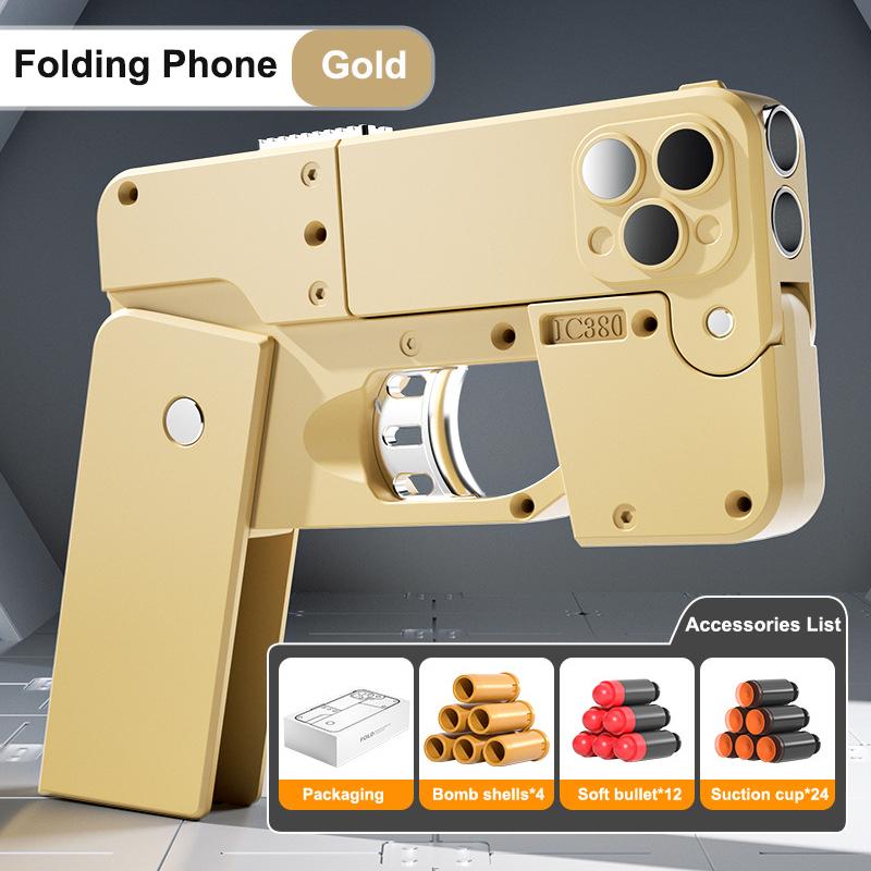 New Folding Mobile Phone Soft Bullet Gun Toy Creative Mobile Phone Deformation Toy Pistol Shooting Toy Children's Christmas Gift