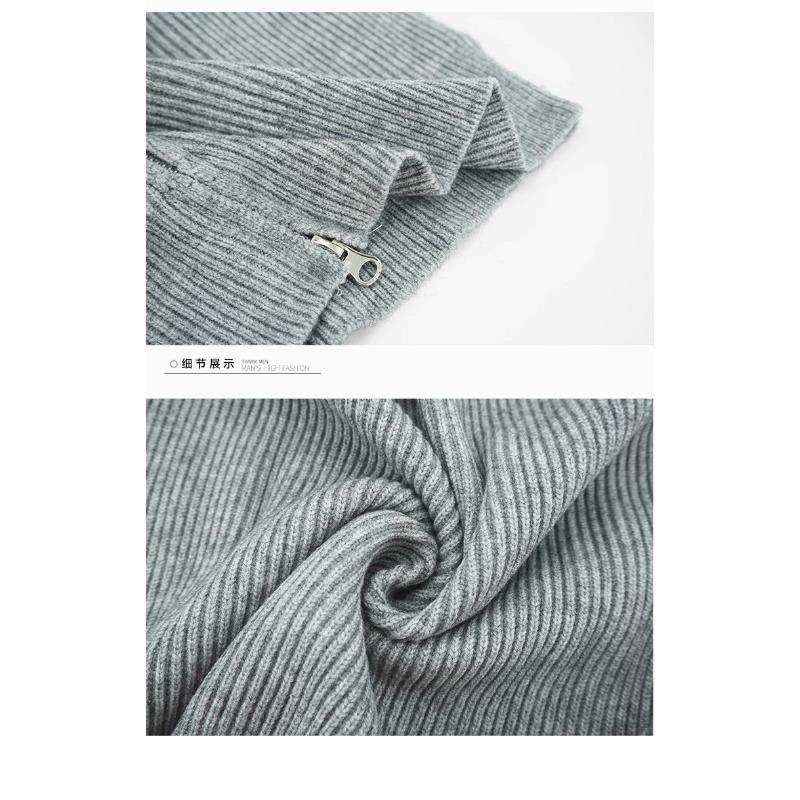 Autumn and Winter Solid Color Knitted Sweatshirt Cardigan Jacket Men's Versatile Casual Zipper Cardigan Jacket