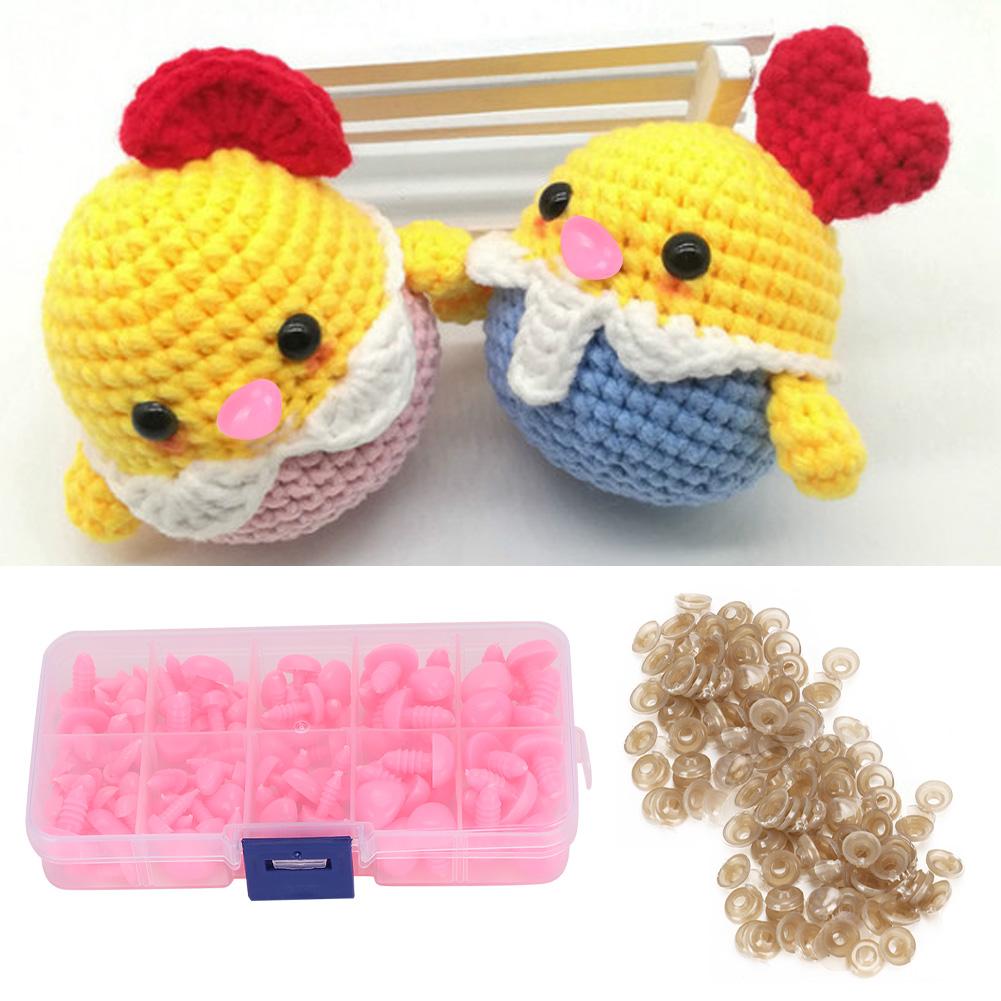 100 Stück DIY Puppennase Schwarze Bohnenform Schraube Handgefertigtes Handwerk Lernspielzeug Zubehör Handwerk(Rosa )