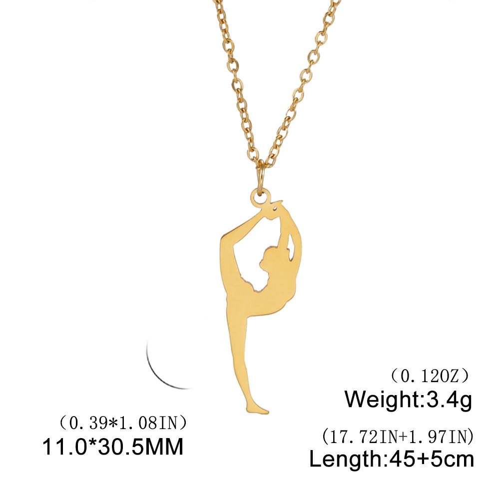 Unift Edelstahl Sport Damen Halskette Läuferin Rhythmische Gymnastik Mädchen Silhouette Anhänger Mode Geburtstag Schmuck Großhandel