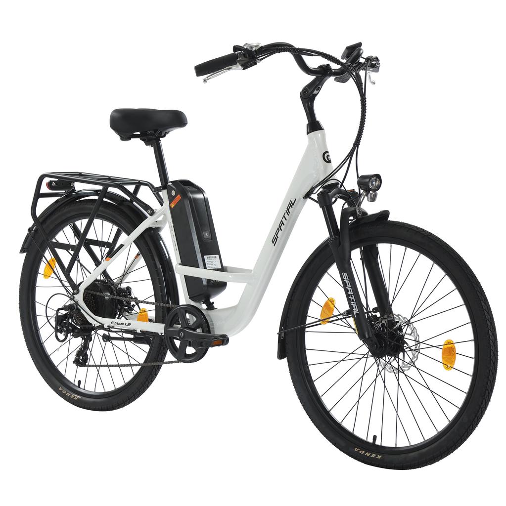 Spatial Elite Women’ Electric Bike With TowSeat 250W Motor 36V13AH Battery 26 Inch Road Tires Multi Terrain Electric Bike Outdoor Riding E-Bike