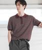 DRAW FIT Repose Striped Polo Knit [Burgundy]