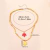 Fashionable Maple Leaf Pendant Necklace Crystals Autumn Leaves Jewelry for Women with Dainty Double Layer Designs