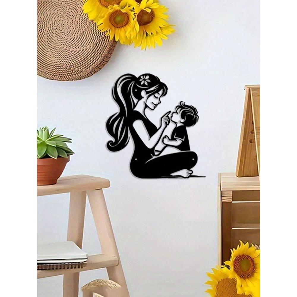 Elegant Mother Child Metal Wall Sculpture Premium Indoor Outdoor Art for Living Room Courtyard Timeless Hanging Home Decor