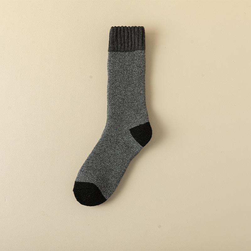 3 Pairs of Men's Autumn and Winter Wool Ring Thick Warm Matching Color Extended Stockings