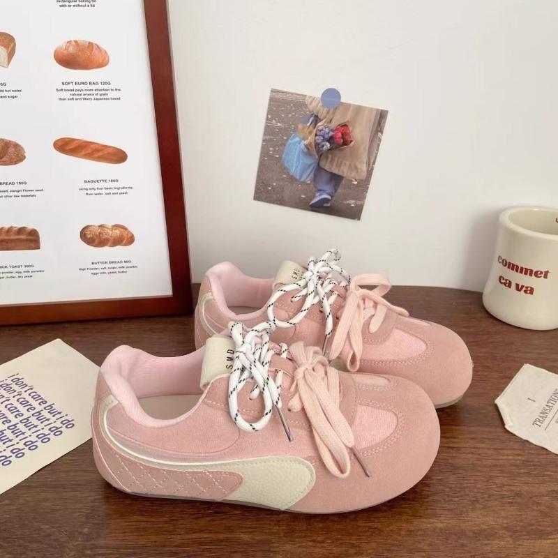 

New pink board shoes female ugly cute autumn niche puff bread shoes ballet sports shoes 35 розовый