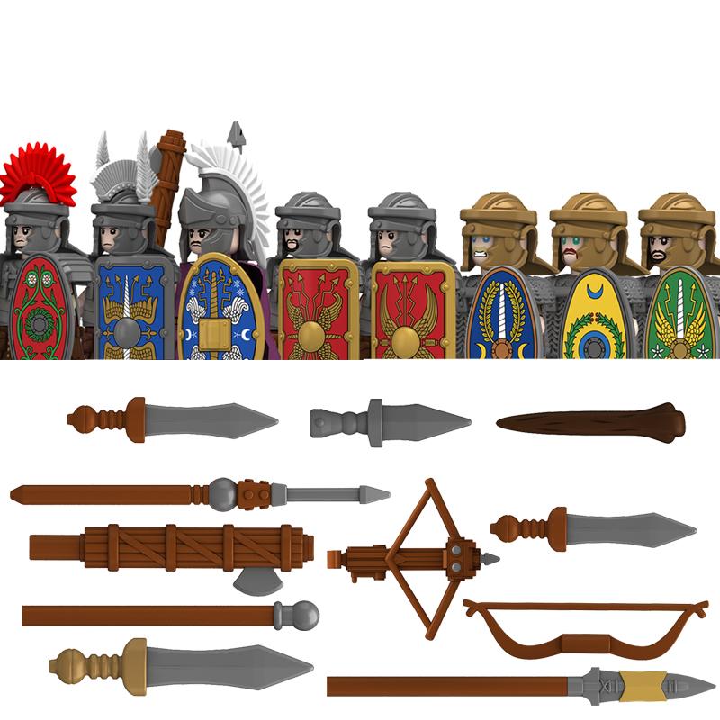 Middle Roman Series Building Blocks Castle Medieval Military Knight Soldier Figures Legion Army Warrior Shield Bricks Toys Gifts