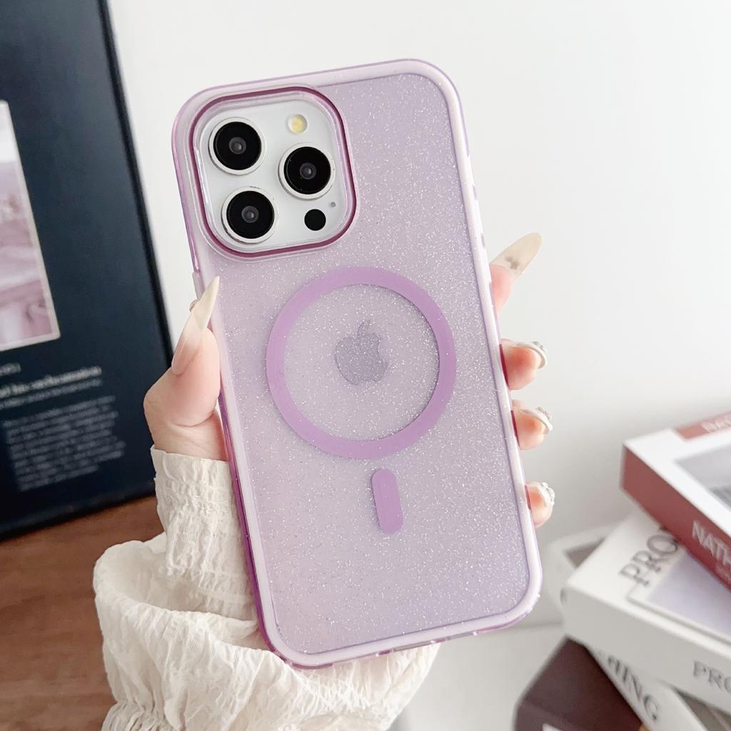Three-in-one: Compatible with Apple 16, Glitter Magnetic Phone Case 14Pro, IPhone 15, Large Hole Lens 14, Anti-drop 12