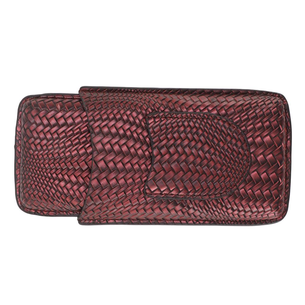 3 Finger Cigar Case Woven Pattern Portable Travel Leather Cigar Humidor Case Smoking Accessories