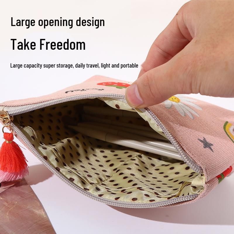 Women's Large-Capacity Tassel Print Makeup & Toiletry Bag with Coin Purse
