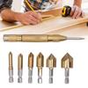 6pcs 90 Degree Countersink Drill Bit Set 5 Flute Chamfering Tool  Woodworking Drilling