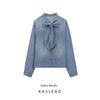 Kaslead New Arrival Women's Fashion Style Fashion Minimalist Bowknot Decoration Denim Shirt 0250260