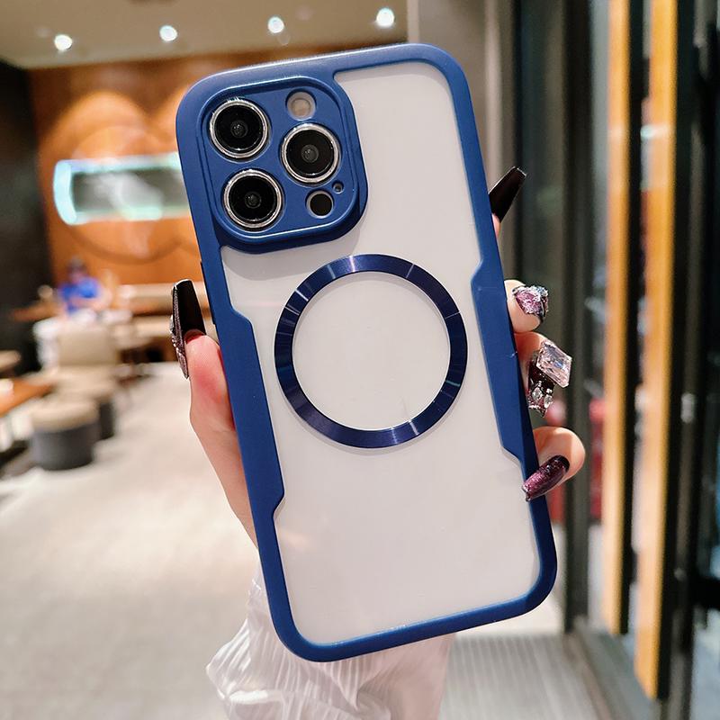 

Прозрачный чехол-бампер с полной защитой 360° и беспроводной зарядкой Magsafe для iPhone 15 Pro Max 11 12 13 14 Pro Max Plus for iphone13(6.1 ) синий