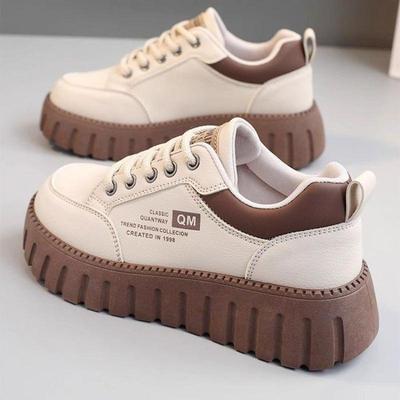 2025 Women's Spring White Breathable Sneakers - Versatile Korean Style Thick-Soled Casual Shoes