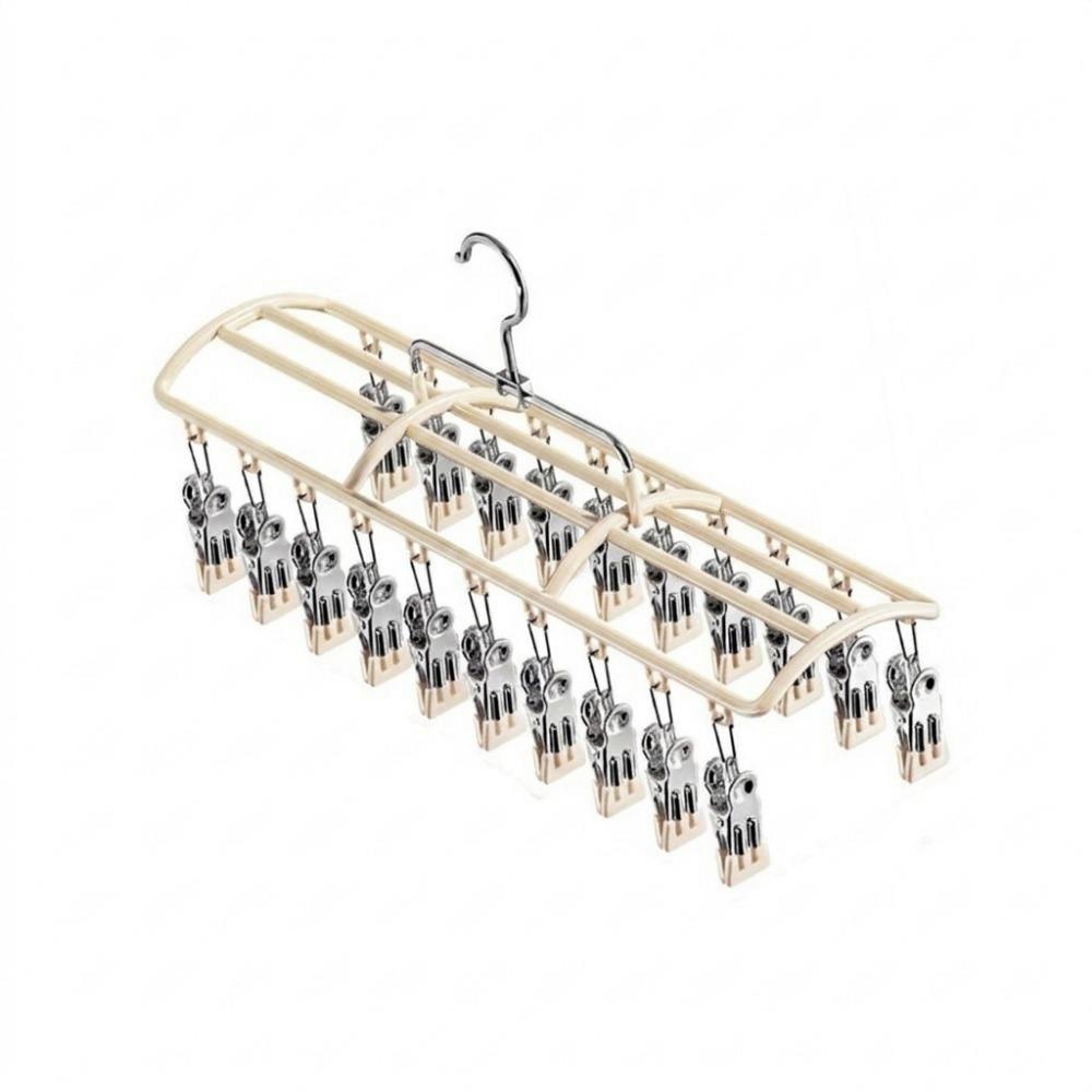 Stainless Steel Multi-Clip Drying Rack Windproof Unmarked Underwear Drying Rack Indoor бежевый