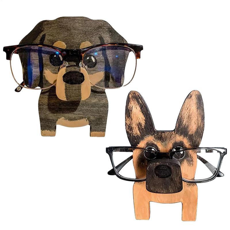 Animal Glasses Stand Holder Creative Puppy Dog Pet Shape Glasses Rack For Christmas Gift Wooden Home Office Desk Decor