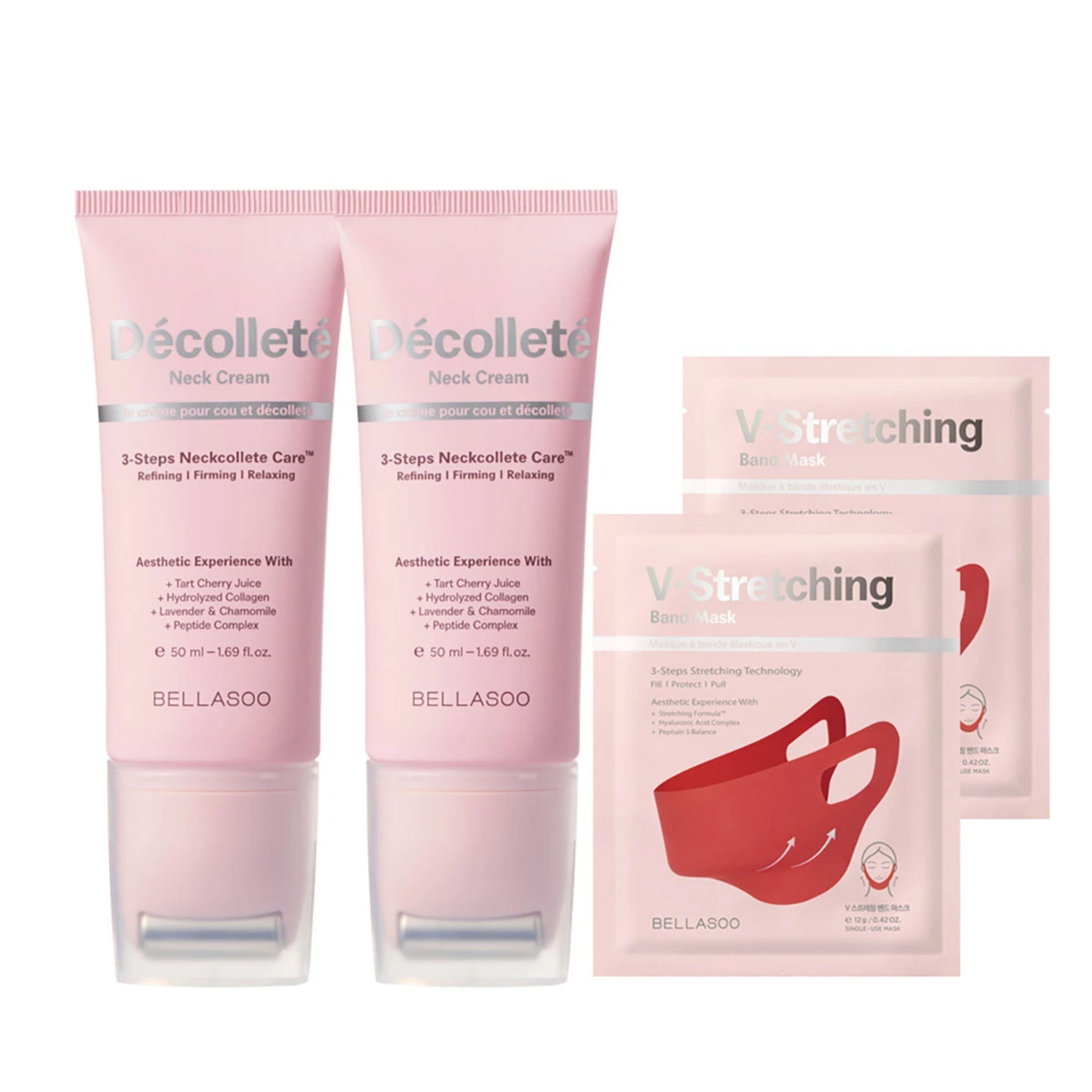 Bellasoo Decollete Neck Cream 50ml X 2 + V Band Mask 2pcs