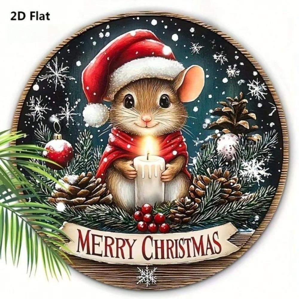 Christmas Ornament 2D Metal Wall Art Front Door Hanging Decor Holiday Gift